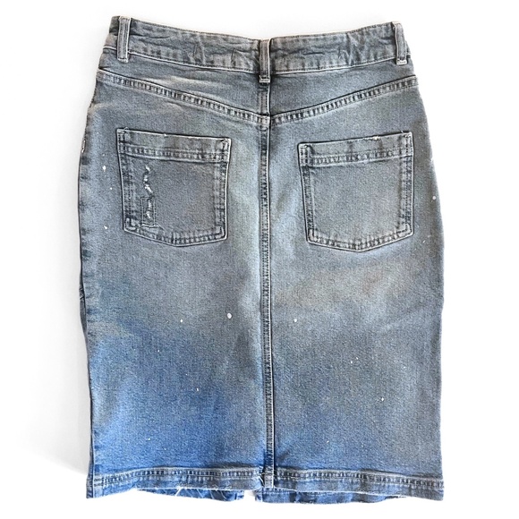 Pilcro & the Letterpress Patchwork Denim Skirt Size 4 Distressed EUC - Picture 2 of 8